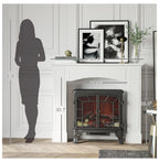 Modern Fireplace Mantel, Surround Mantels for Fireplace with Decorative Pattern Interior Width 29" White