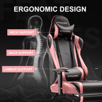 GTRACING Gaming Chair, Ergonomic Office Desk Chair with Lumbar Support, PU Leather, Footrest & Adjustable Headrest, Red