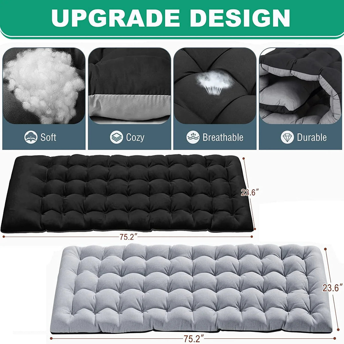 SLSY Folding Camping Cot with 2 Sided Cushion & Pillow, Adjustable 5-Position Outdoor Portable Folding Lounge Chair, Folding Sleeping Cots Bed