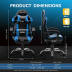 JONPONY Big and Tall 500LBS Gaming Chair, Ergonomic Design, Gamer Chair PU Leather with Footrest and Lumbar Support, High Back Office Chair Support 8 Hours Long Sitting,Red Computer Chair,Red