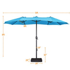 Topeakmart 13ft Patio Parasol Canopy with Crank, Tan