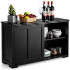 Costway Kitchen Storage Cabinet Sideboard Buffet Cupboard Wood Sliding Door Pantry White