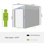 Outsunny 4' x 7.6' Storage Shed, Galvanized, Locking, Gray