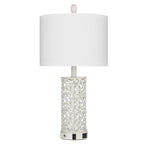Cinkeda Table Lamp Set of 2 for Living Room Bedroom with USB Ports AC Outlet 3 Way Dimmable Touch Nightlight Farmhouse White Floral Nightstand Bedside Lamps