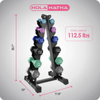 HolaHatha Neoprene Dumbbell Weight Set with Rack (Black), 112.5 lb