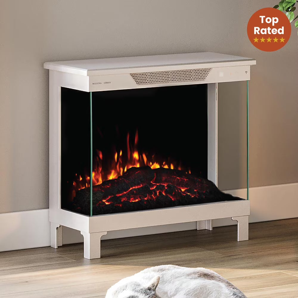Modern Ember 24-in 3-Sided Freestanding Electric Stove in Black ME-24-3SD-BLK