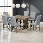 Harper & Bright Designs Farmhouse 7 Pieces Extendable Dining Table Set for 6, Solid Wood Kitchen Table with Butterfly Leaf and 6 Upholstered Chairs, Brown