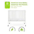 Delta Children Lee Portable Folding Mini Crib with 1.5-Inch Mattress - Greenguard Gold Certified, Bianca White