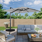 Boyel Living Cantilever Outdoor Patio Umbrellas, with Bluetooth Ambient Light & Base, Offset Square Umbrella for Pool Deck Garden Backyard, Navy Blue