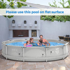 Infans Round Above Ground Swimming Pool Patio Frame Pool W/ Pool Cover Iron Frame Blue