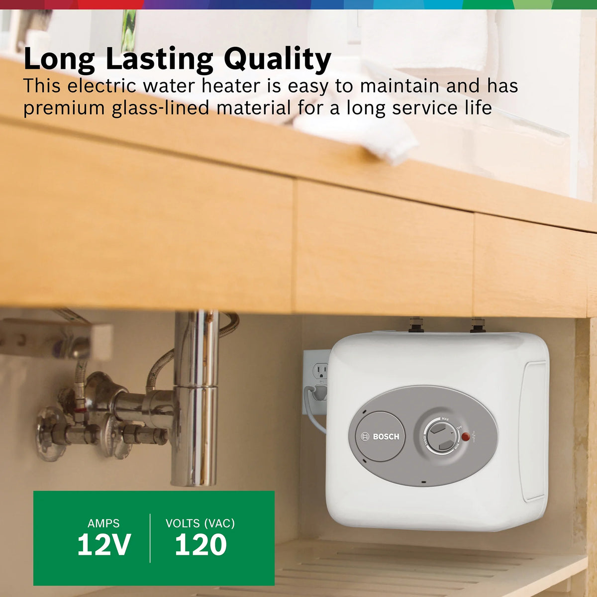 Bosch Electric Mini-Tank Water Heater Tronic 3000 T 2.5-Gallon (ES2.5) - Eliminate Time for Hot Water - Shelf, Wall or Floor Mounted