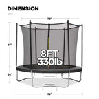 Maxkare 8FT Trampoline with Enclosure & Ladder for Adults & Kids Indoor Outdoor Play, 264 LBS Capacity