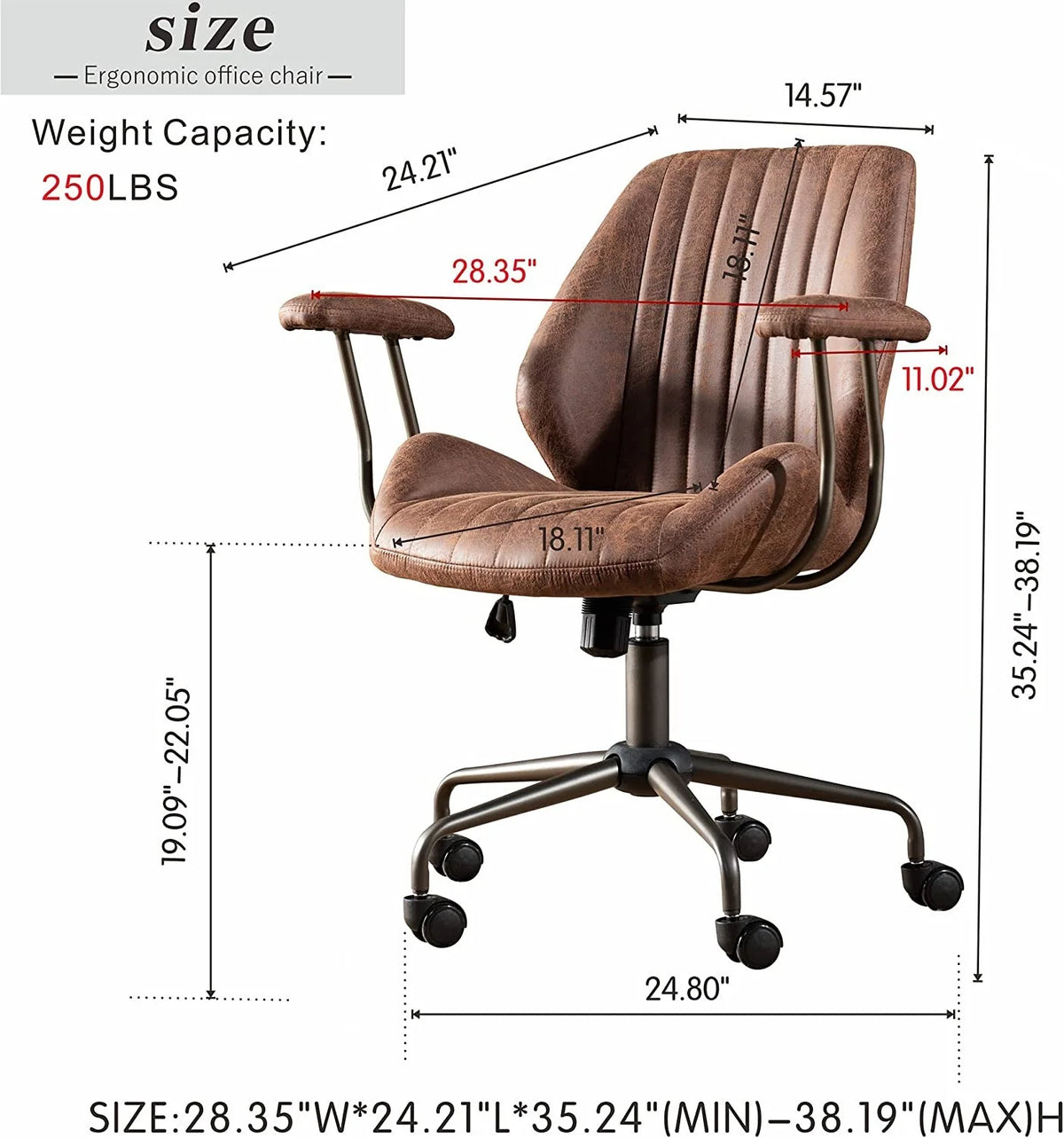 Ovios Ergonomic Office Chair Modern Computer Desk Suede Fabric Desk Chair with Lumbar Support for Home Office
