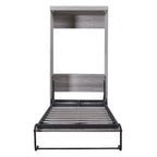 Euroco Pine Wood Twin Size Murphy Bed, Convertible Wall Bed into A Cabinet, Gray
