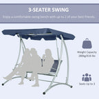 Outsunny 3 Person Patio Swing Seats, Porch Swing with Stand & Adjustable Canopy, Heavy Duty Outdoor Swing Chair Bench for Adults, Black