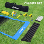 Patiassy Outdoor Portable Volleyball Net Set System for Backyard - Quick & Easy Setup Adjustable Height Steel Poles, PU Volleyball, Pump and Carrying Bag