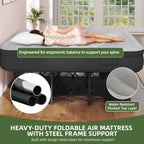 Uforic Inflatable Queen Air Mattress with Built-in Pump, Frame, Velvet Surface & Portable Storage Case, Khaki