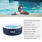 CO-Z 5x5ft PVC Square Inflatable Spa Tub & 120 Massaging Jets for Patio & More for 4-person Blue
