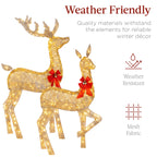 Best Choice Products 6.5ft 3-Piece Lighted Christmas Deer Set Outdoor Yard Decoration w/ 385 LED Lights, Stakes - Gold