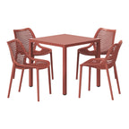 WestinTrends Playa 5-Piece Outdoor Patio Metal Frame Dining Table Set with Stackable Patio Dining Chairs, Olive Green