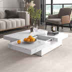PORKISS Square Coffee Table, Modern Coffee Table with Sliding Top and Storage Space, Cocktail Table with Storage and Grain Veneer Finish, Freestanding Storage Coffee Table for Living Room, Walnut
