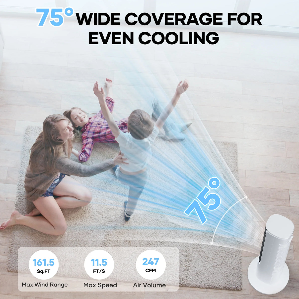 MaxKare 3-in-1 Tower Fan, Air Cooler with FCC & ETL, Humidifier for Office & Bedroom, 40'' High, White