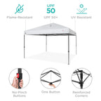 Best Choice Products 12x12ft Easy Setup Pop Up Canopy w/ 1-Button Setup, Wheeled Case, 4 Weight Bags - Navy Blue