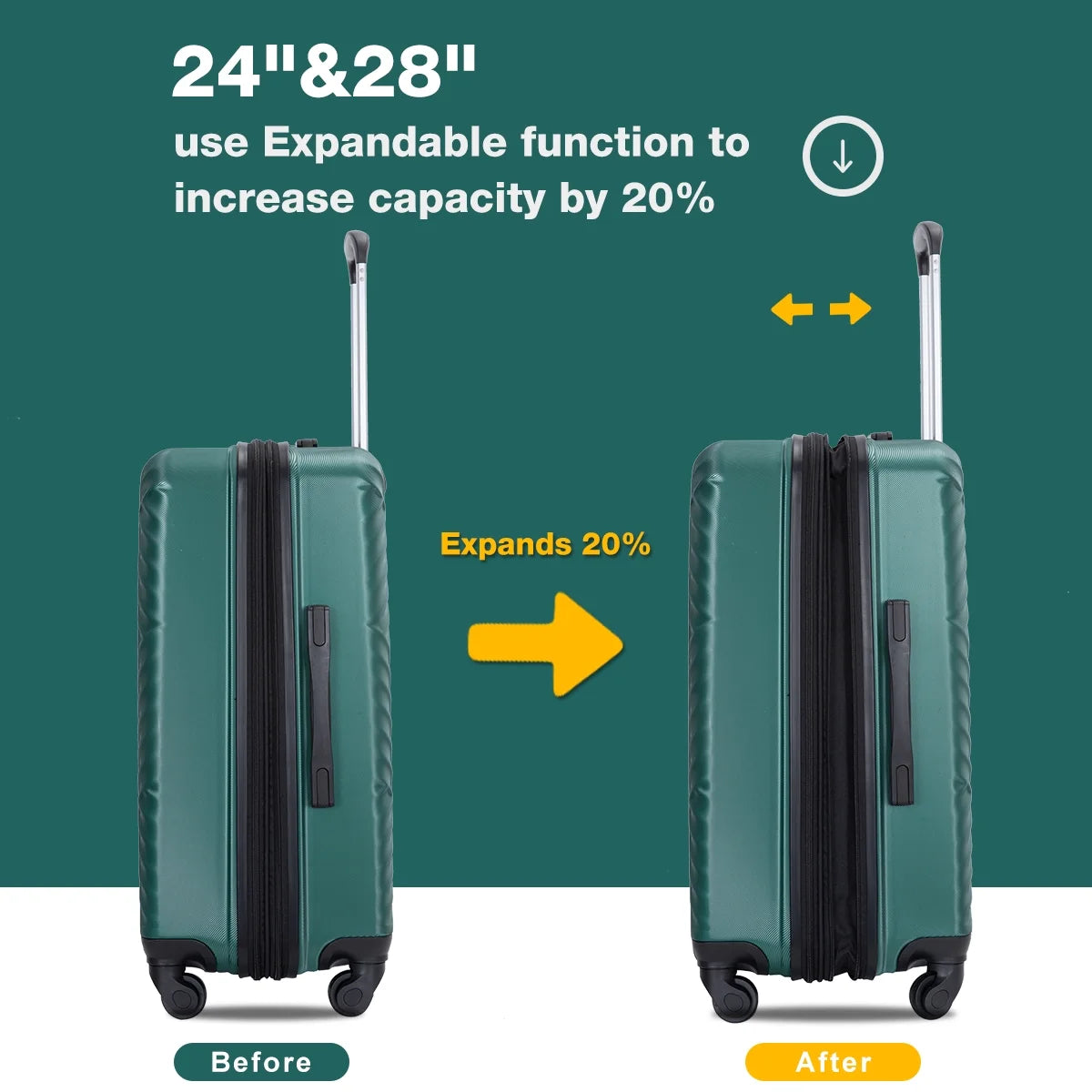 10 Piece Luggage Set Lightweight Suitcase Set with 7PCS Organizer Bags Suitcase with TSA Lock Spinner Wheels(Black)