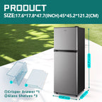 JIEJIA 5.0 Cu.Ft Apartment Size Refrigerators with Separate Freezer, 2 Door Refrigerator, Small Fridge with Freezer, Gray