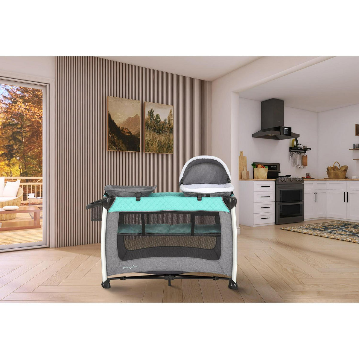 Dream On Me Princeton Deluxe Nap N Pack 3-in-1 Convertible Playard. Changer and Bassinet in Mint