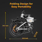 Jasion X-Hunter Electric Bike for Adults, 750W Motor Electric Bicycle with 48V 13AH Removable Battery, 20" x4.0 Fat Tire Folding Ebike, Full Suspension, 7-Speed Bicycles
