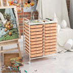Costway 20 Drawer Rolling Storage Cart Tools Scrapbook Paper Office School Organizer Yellow