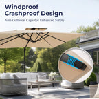 Alpha Joy 12x9ft Outdoor Patio Umbrella Large Rectangle Offset Cantilever Double Umbrella with 360°Rotation, Beige