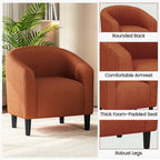 Yaheetech Upholstered Club Chair Accent Barrel Chair, Ivory