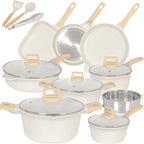 Romswi Nonstick Pots and Pans Set, 23 Piece Induction Cookware Sets Non-stick Ceramic Kitchen Sets with Utensil, Green