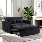 Gewnee 55'' Modern Convertible Velvet Sofa Bed with Pull-Out Twin Bed, Adjustable Backrest for Living Room, Office (Dark Gray)