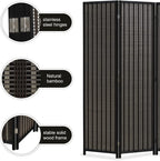 JOSTYLE 4-Panel Room Divider 6ft Tall Extra Wide Folding Privacy Screen with Diamond Double-Weave Divider for Room Separation Freestanding Red Brown