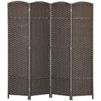 HOMCOM Room Divider, 4 Panel Folding Privacy Screen, 5.6' Tall Freestanding Partition for Home Office, Bedroom, Brown