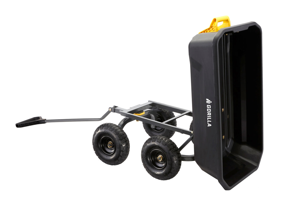 Gorilla Carts 4 Cu. ft. Poly Garden Dump Cart, 600 lbs. Capacity, 35 in. x 22 in. Bed, 10 in. Tires