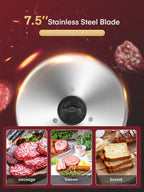 FOHERE Meat Slicer Electric Deli Food Slicer with 7.5" Removable Stainless Steel Blade, Cuts Meat, Cheese, Bread, Silver
