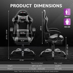 JONPONY Big and Tall 500LBS Gaming Chair, Ergonomic Design, Gamer Chair PU Leather with Footrest and Lumbar Support, High Back Office Chair Support 8 Hours Long Sitting,Red Computer Chair,Red