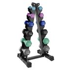 HolaHatha Neoprene Dumbbell Weight Set with Rack (Black), 112.5 lb