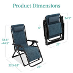 Best Choice Products Oversized Zero Gravity Chair, Folding Recliner w/ Removable Cushion, Side Tray - Fossil Gray