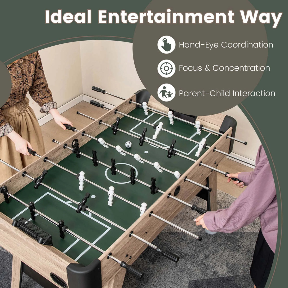 Costway 54" Foosball Table with 2 Balls & 26 Players 2 Bead Style Scorers for Game Rooms