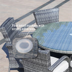 Direct Wicker 7 Piece Patio Dining Set with Rattan Chairs and Cushions, Grey
