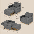 3 in 1 Convertible Sofa Bed Chair for Living Room , Aiho Sleeper Sofa Bed for Living Room, Dark Gray