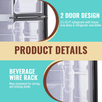 WANAI 5.0 Cu.ft Mini Refrigerator with Freezer 7 Settings Temp Adjustable Large Compact Fridge Silver