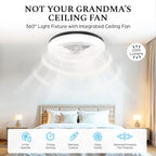 CannonX 14�� Low Profile Ceiling Fans with Lights and Remote, Modern Fandelier Ceiling Fan with Light, 6 Speeds, 3 Lighting Modes 3500K-5500K, Flush Mount for Bedroom, LED 2200 Lumens