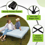 FUNDANGO 2 Person Folding Camping Cots with Air Mattress and Pump Comb, Double Portable  Inflatable  Camp Bed with Side Table, Support 529lbs Camping Bed Queen Size for Adults