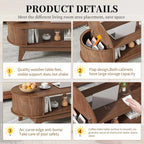 Fluted Coffee Table with Storage, Modern Coffee Tables, Wood Accent Center Table